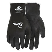 Coated Gloves, Foam Nitrile, Flat Dip with Dots, Palm, Not Tested Abrasion Level, Black, XL (10)