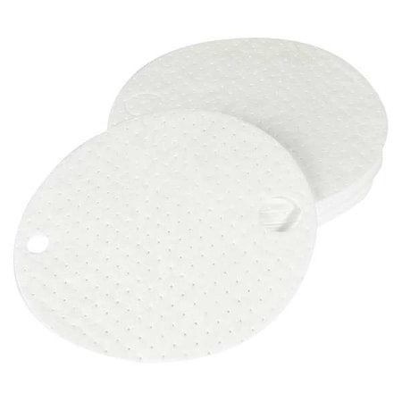 Sorbent Pad, 6 gal, 22 in Dia., Oil, White, Polypropylene