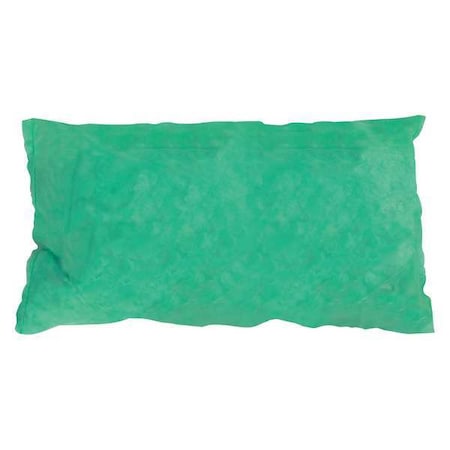 Sorbent Pillow, 36 gal, 8 1/2 in x 17 in, Harsh Chemicals, Green, 20 PK