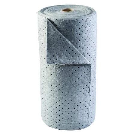 Sorbent Roll, 50 gal, 30 in x 300 ft, Universal, Gray, Polypropylene
