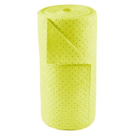 Sorbent Roll, 40 gal, 30 in x 150 ft, Harsh Chemicals, Yellow, Polypropylene