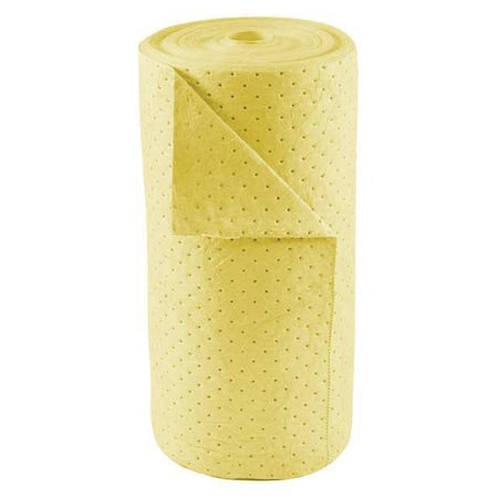 Sorbent Roll, 34 gal, 30 in x 150 ft, Harsh Chemicals, Yellow, Polypropylene