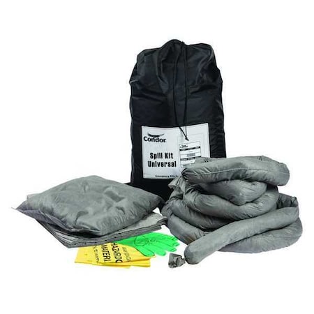 Spill Kit, 9 gal Volume Absorbed per Kit, 10 gal Capacity, Bag, Black