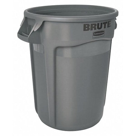 BRUTE 20 gal Round Heavy Duty Plastic Can, Gray, None, Plastic, Not Applicable