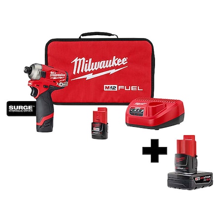 M12 FUEL SURGE 1/4" Hex Hydraulic Driver Kit + M12 XC6.0 Battery