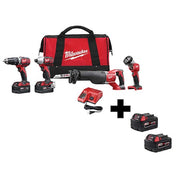 M18 Cordless LI-ION 4-Tool Combo Kit + M18 XC5.0 Extended Capacity Battery 2-Pack