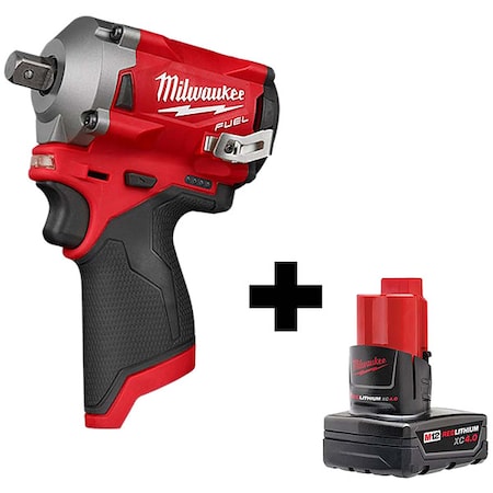 M12 FUEL 1/2" Right Angle Impact Wrench w/ Pin Detent + M12 XC 4.0 Battery