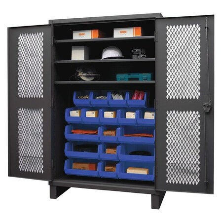 Super Duty Bin Cabinet, 48 in W, 78 in H, 24" D, 18 Bins