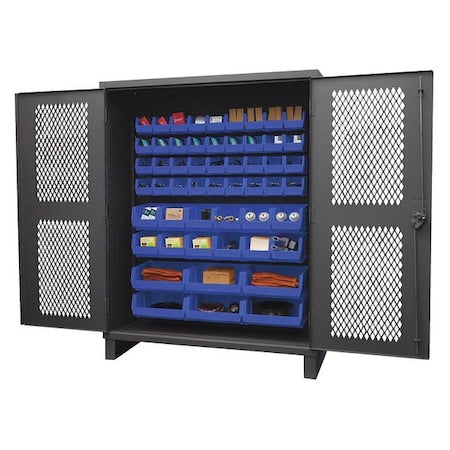 Super Duty Bin Cabinet, 60 in W, 78 in H, 24" D, 54 Bins