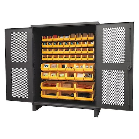 Super Duty Bin Cabinet, 60 in W, 78 in H, 24" D, 54 Bins