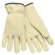 Leather Drivers Gloves, Cowhide, Shirred Slip-On, Straight Thumb, Gunn Cut, Cream, XS 1 PR
