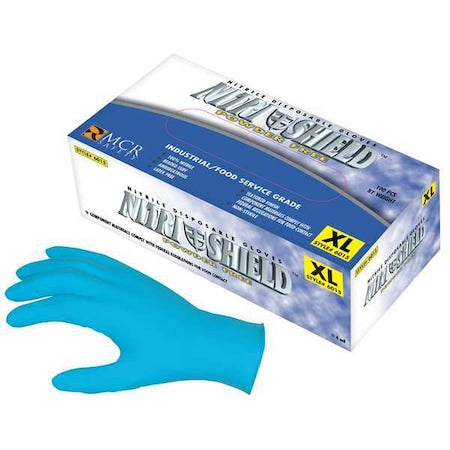 NitriShield 6015, Disposable Gloves, 4.00 to 4.99 mil Palm, Nitrile, Powder-Free, S (7), 100 PK