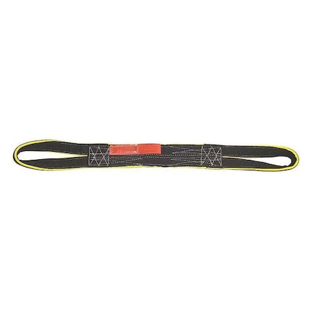 Web Sling, Type 6, 4 ft L, 2 in W, Nylon, Black