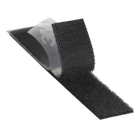 Reclosable Fastener, Acrylic Adhesive, 150 ft, 1 in W, Black