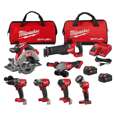 M18 FUEL 7-Tool Combo Kit + M18 XC5.0 Extended Capacity Battery 2-Pack + M18/M12 Rapid Charger