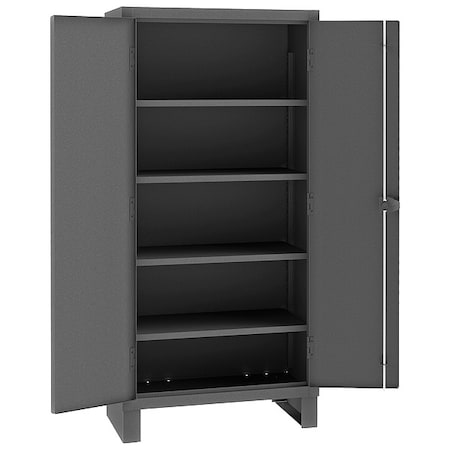 Shelving Storage Cabinet, 78 in H, 36 in W, 24 in D, Swing, Padlock Hasp, Gray, 4 Shelves, 0 Drawers