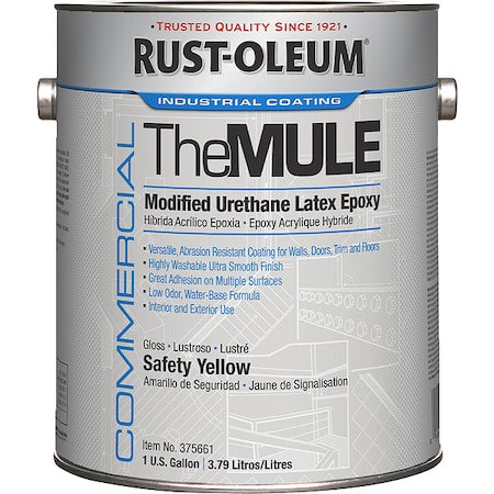 Epoxy Coating, Gloss, Water Base, Safety Yellow, 1 gal