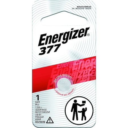 Energizer 377 Silver Oxide Button Battery, 1 Pack - For Multipurpose - 1.55 V DC - 1 Each