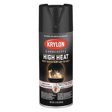 Spray Paint, Black, Flat, Solvent, 12 oz