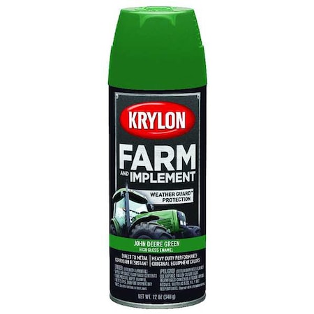 Spray Paint, John Deere Green, High-Gloss, Solvent, 12 oz