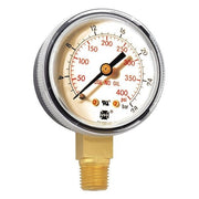 Welding Regulator Pressure Gauge, 0 to 400 psi, 2 in Dial, 1/4 in NPT, Bottom Location