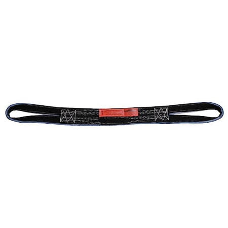 Web Sling, Type 6, 8 ft L, 4 in W, Polyester, Black