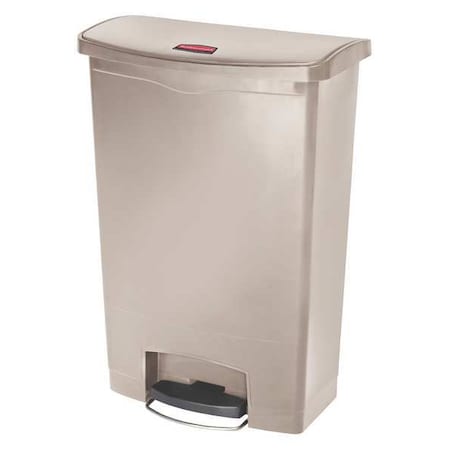 Slim Jim Step-On 24 gal Rectangular Slim-Profile Plastic Can, Beige, Foot Pedal, Plastic, 23 3/8 in