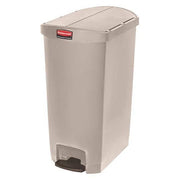 Slim Jim Step-On 18 gal Rectangular Slim-Profile Plastic Can, Beige, Foot Pedal, Plastic, 14 3/4 in