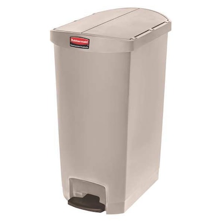 Slim Jim Step-On 18 gal Rectangular Slim-Profile Plastic Can, Beige, Foot Pedal, Plastic, 14 3/4 in