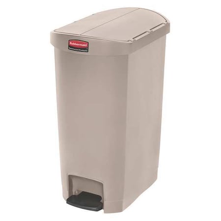 Slim Jim Step-On 13 gal Rectangular Slim-Profile Plastic Can, Beige, Foot Pedal, Plastic, 13 1/2 in