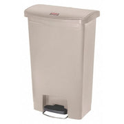 Slim Jim Step-On 13 gal Rectangular Slim-Profile Plastic Can, Beige, Foot Pedal, Plastic, 12 in