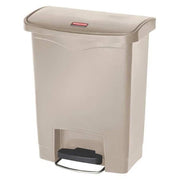 Slim Jim Step-On 8 gal Rectangular Slim-Profile Plastic Can, Beige, Foot Pedal, Plastic, 11 3/8 in
