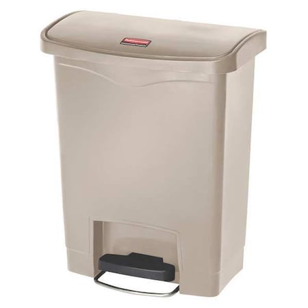 Slim Jim Step-On 8 gal Rectangular Slim-Profile Plastic Can, Beige, Foot Pedal, Plastic, 11 3/8 in
