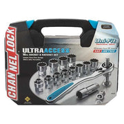 Ultra Access Pass-Thru Socket and Ratchet Set, 16 Piece, UNI-FIT