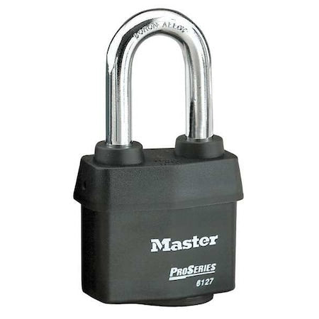 Padlock, Keyed Different, Long Shackle, Rectangular Steel Body, Boron Shackle, 7/8 in W
