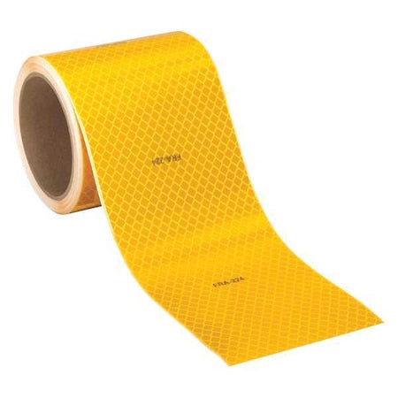 Reflective Tape, Yellow,4 In. W, PK100