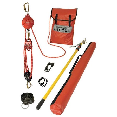 Rescue System, 400 lb, Aluminum, Stainless Steel, For Use With: Full Body Harness