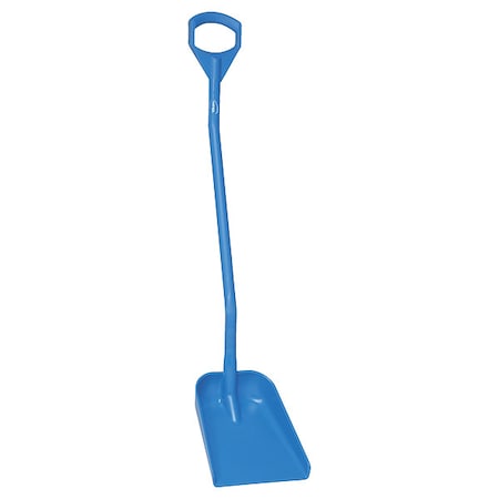 Ergonomic Square Point Shovel, Polypropylene Blade, 50 in L, Blue, Polypropylene Handle
