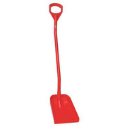 Ergonomic Square Point Shovel, Polypropylene Blade, 50 in L, Red Polypropylene Handle