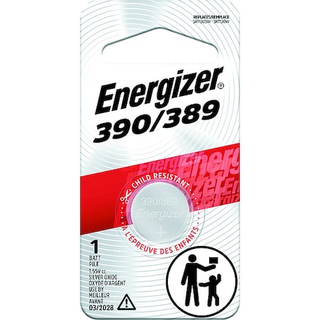 Energizer 389 Silver Oxide Button Battery, 1 Pack - For Multipurpose - 1.5 V DC - 1 Each