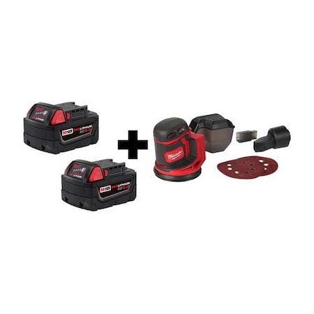M18 Random Orbit Sander + M18 XC5.0 Extended Capacity Battery 2-Pack