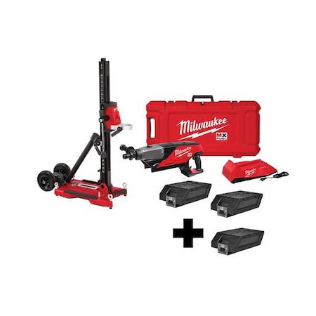 MX FUEL Handheld Core Drill Kit w/ Stand + MX FUEL XC406 Battery Pack