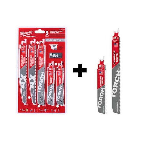 Reciprocating Saw Blade Set: (1) 9 in 7 TPI + (2) 6 in 7 TPI + (2) 9 in 5 TPI