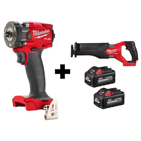 M18 FUEL SAWZALL Recip Saw + M18 FUEL 3/8" Compact Impact Wrench + M18 XC6.0 Batteries (2 Pk)