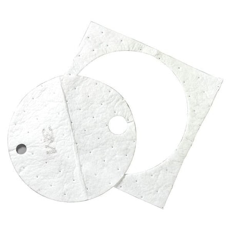 Sorbent Pad, 32 gal, 22 in Dia., Oil, White, Polyester, Polypropylene, Synthetic Fibers