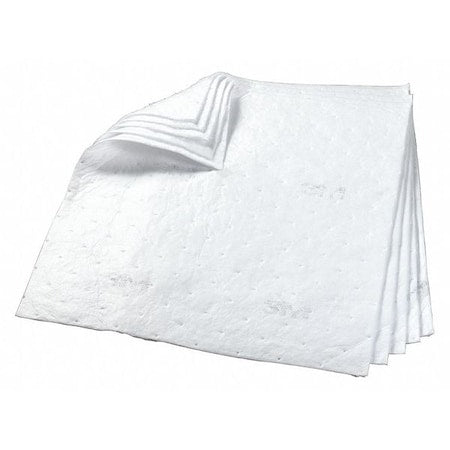 Sorbent Pad, 75 gal, 34 in x 38 in, Oil, White, 50 PK