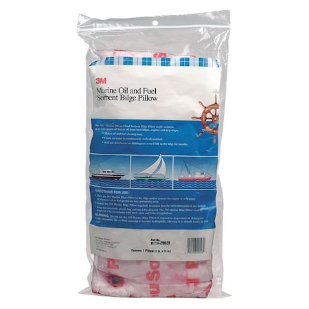 Sorbent Pillow, 12 gal, 7 in x 15 in, Oil, White, 16 PK