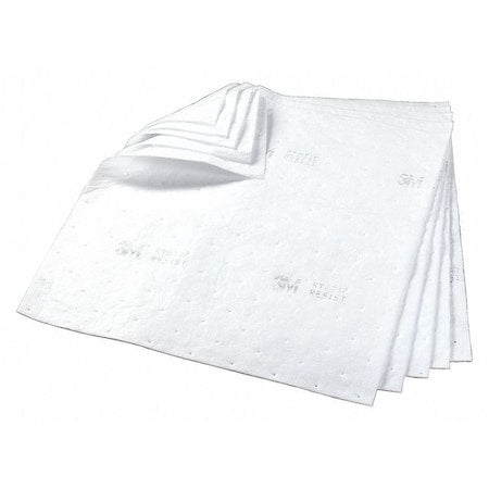 Sorbent Pad, 75 gal, 34 in x 38 in, Oil, White, 50 PK