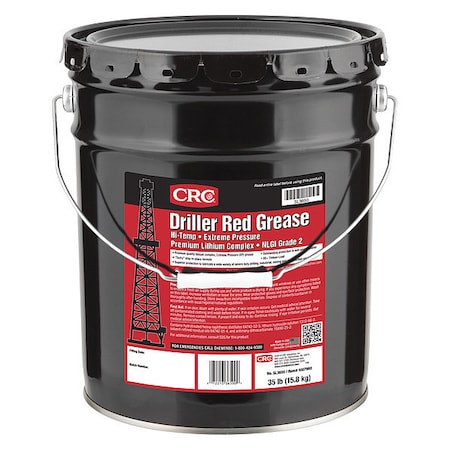 Driller Red Grease Ext Pressure, 35 lb., 35 lb, Pail, Red