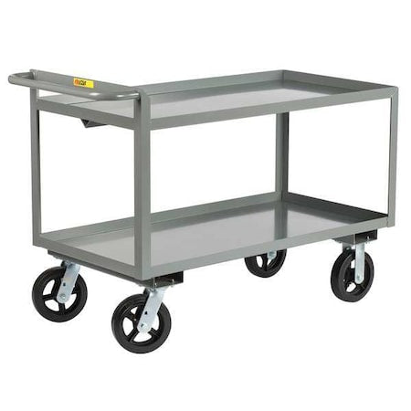 Raised Handle Utility Cart, Steel, 2,000 lb Load Capacity, 2 Shelves, 53 1/2 in L, 30 in W